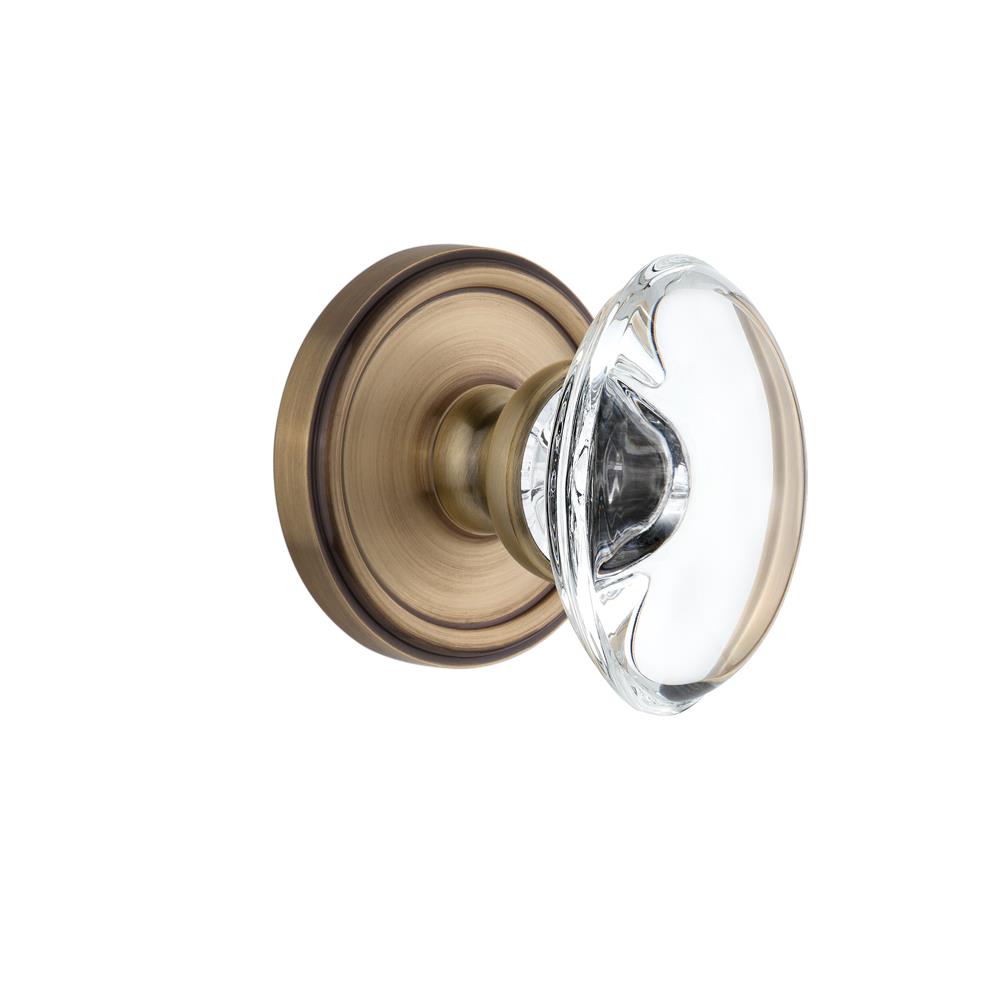 Grandeur by Nostalgic Warehouse GEOPRO Passage Knob - Georgetown with Provence Crystal Knob in Vintage Brass